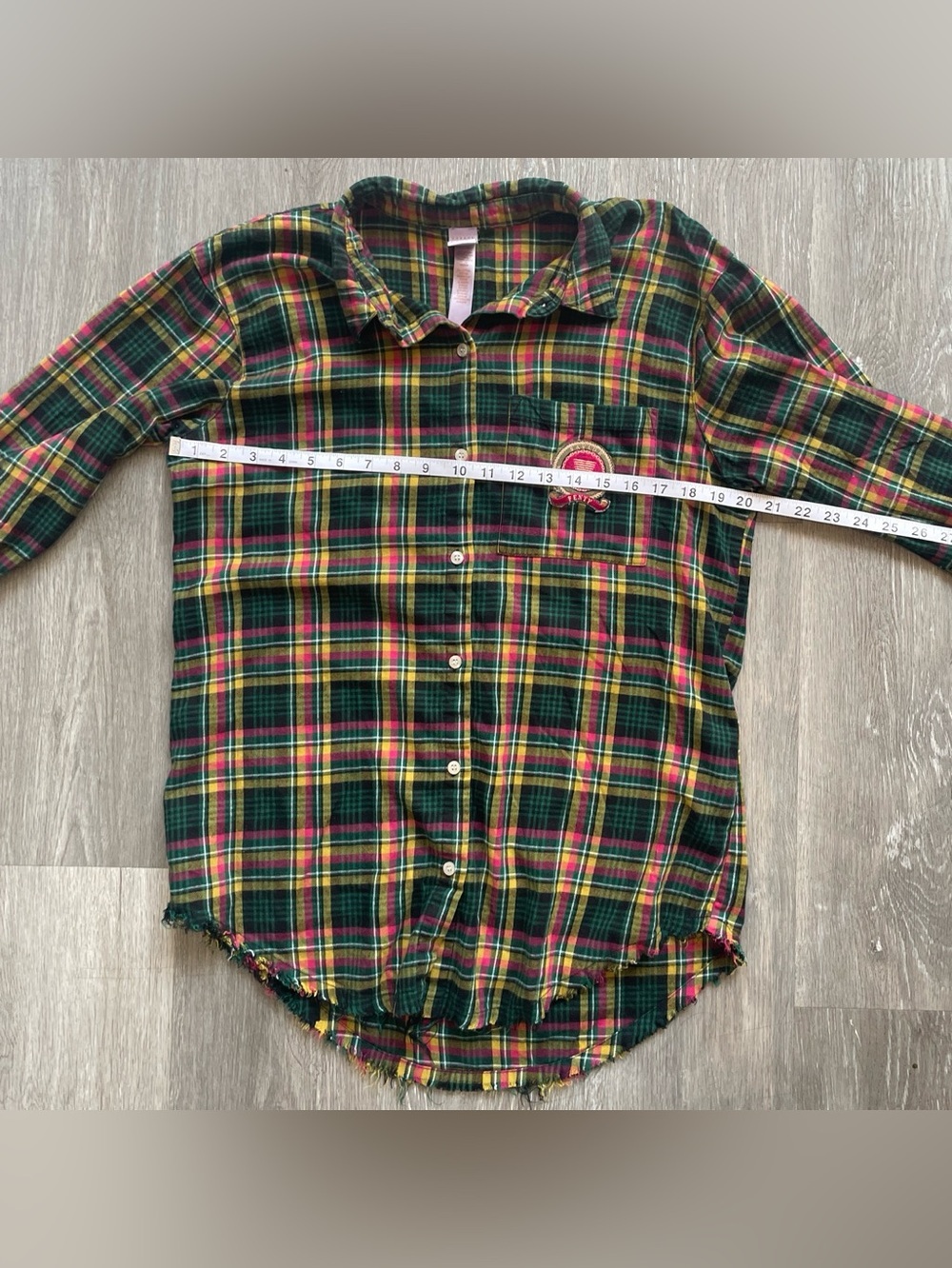 Savage x Fenty Plaid Button Down Top Lace Up Sleeves Frayed Hem grunge preppy - Picture 8 of 9